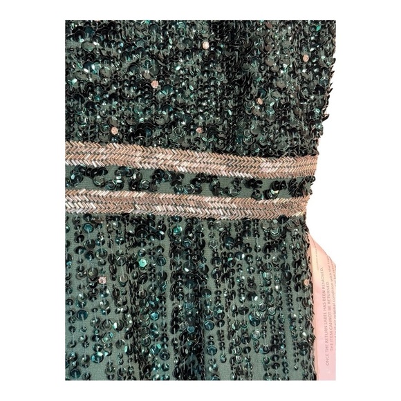 Mac Duggal Sleeveless High Neck Beaded Midi Sheath Dress in Emerald NWT - Picture 5 of 9